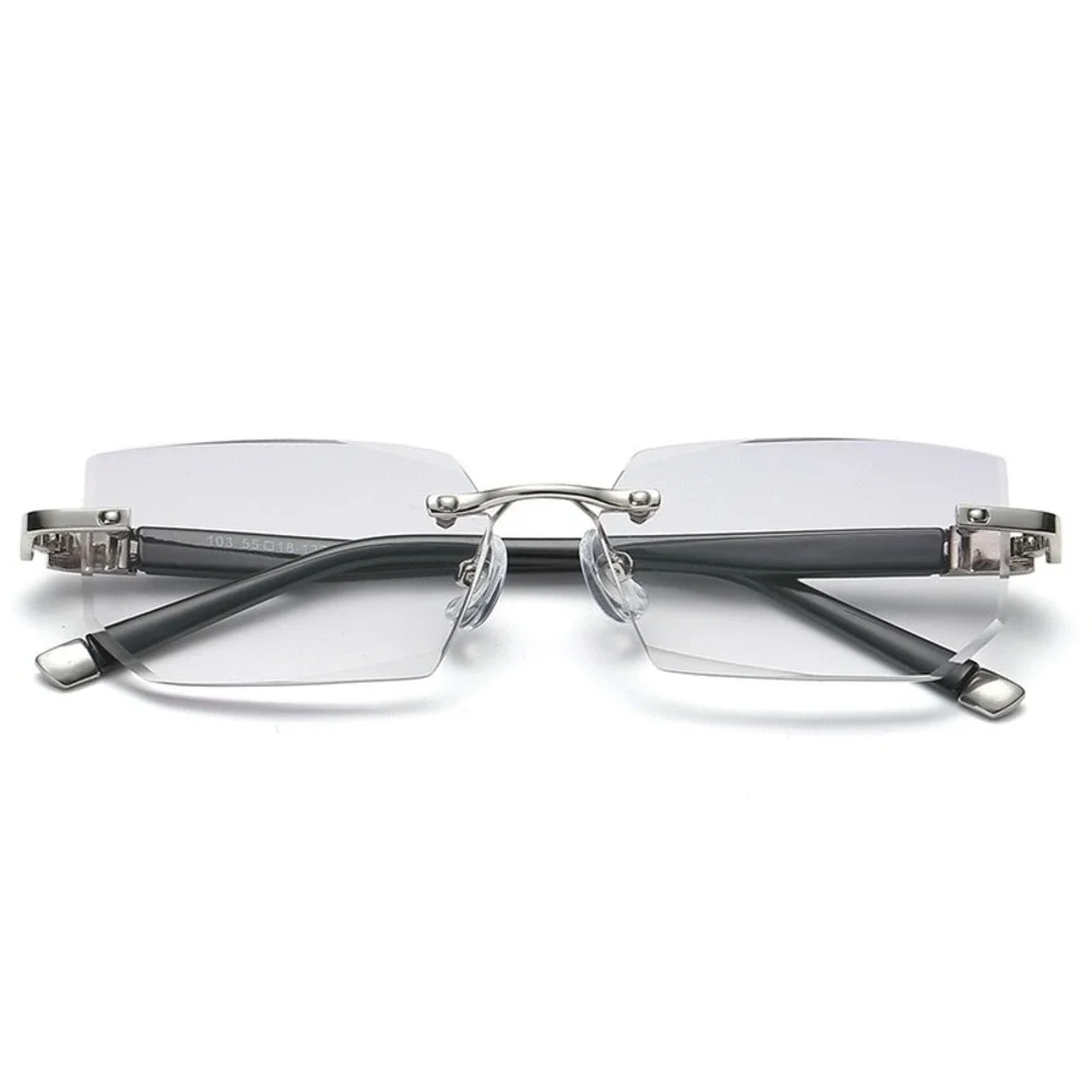 Mens Rimless Rectangular Sunglasses Clear Lens Eyewear Blue Light Retro Classy‎